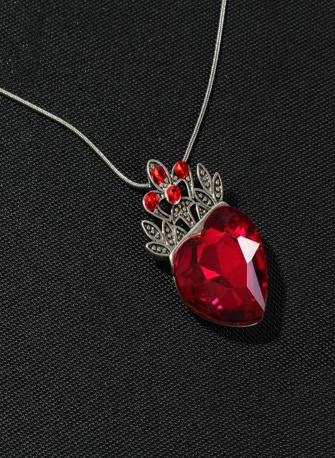 HEIKLN Descendant Gold Tiara Red Heart Crown and Necklace Rise of Red Jewelry Set Queen of Hearts Evie Costume Fan Jewelry Gift for Party - Image 5